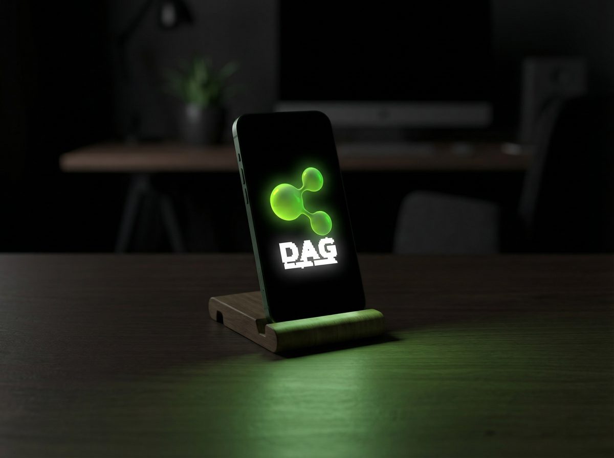 Smartphone com notificação luminosa verde em ambiente escuro, representando alertas de vencimento